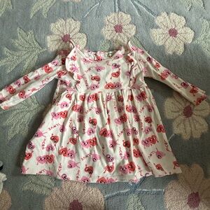 Charming Pink Cartoon Print Kids Dress